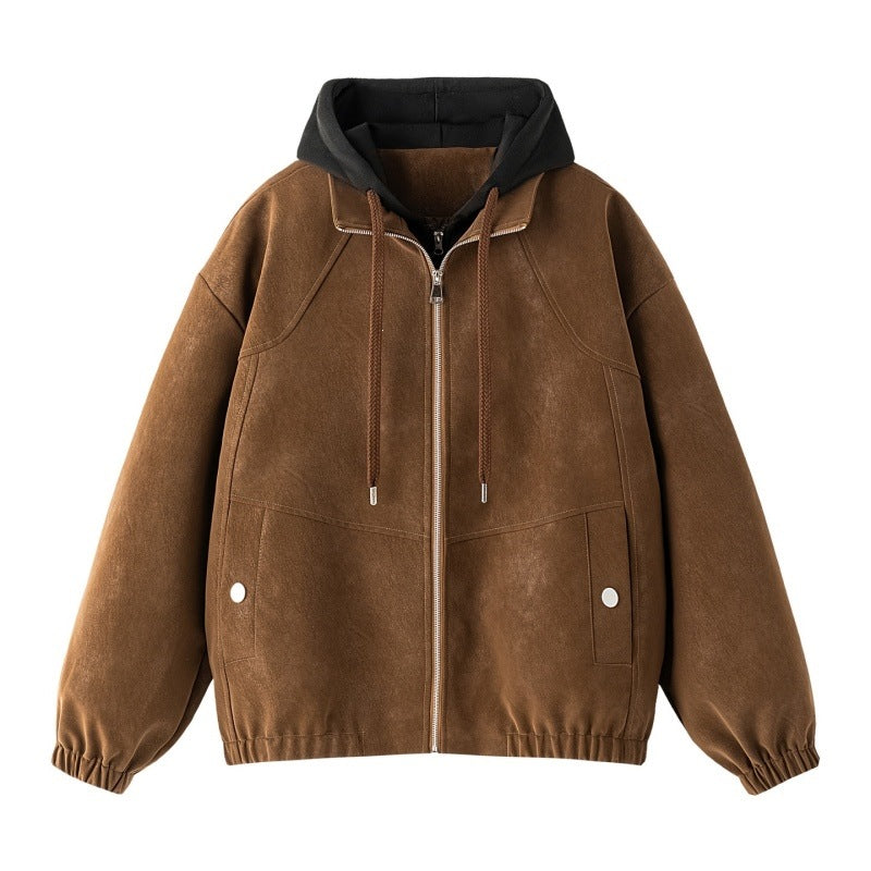 Herren Lagenlook Bomberjacke mit integrierter Kapuze, elastischem Saum & Druckknopf‑Taschen Echoarchiv