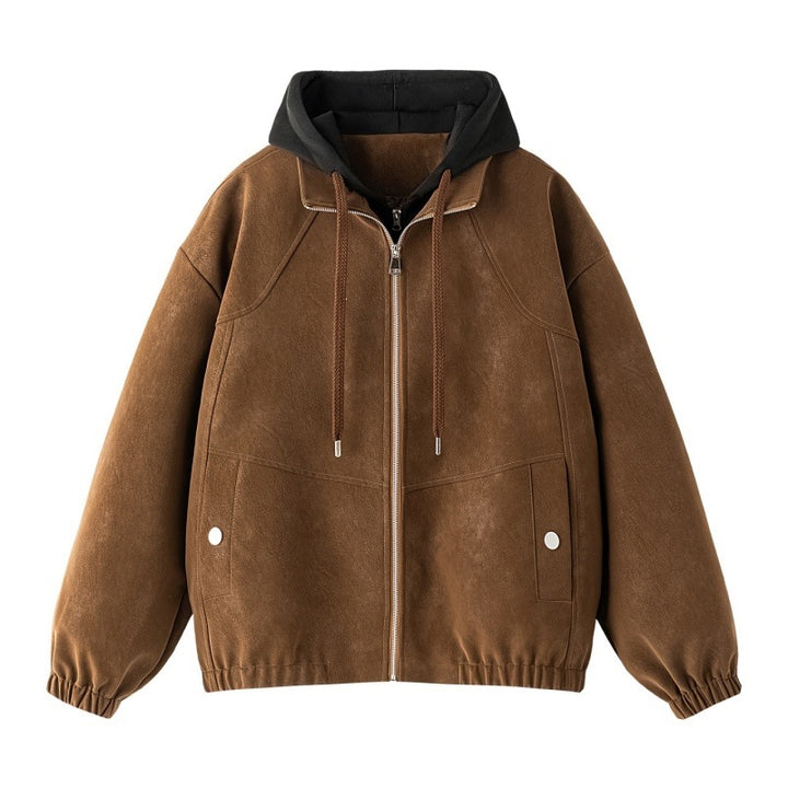 Herren Lagenlook Bomberjacke mit integrierter Kapuze, elastischem Saum & Druckknopf‑Taschen Echoarchiv
