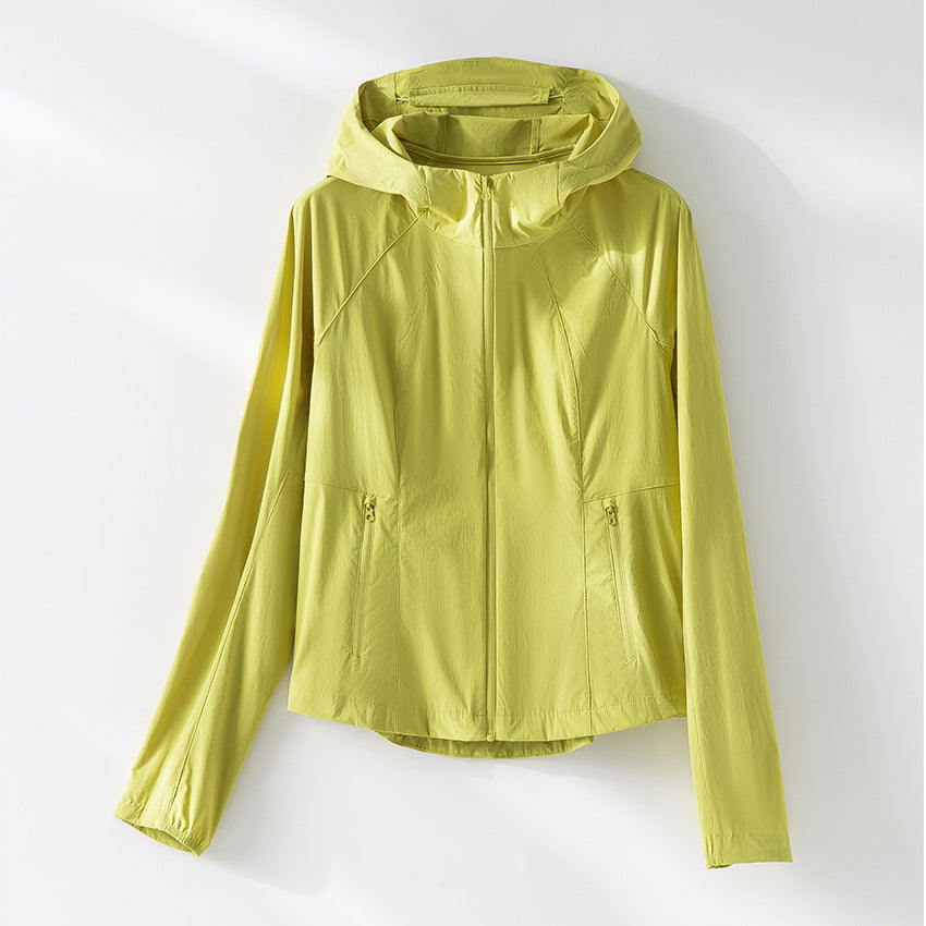 Damen Ultraleichte atmungsaktive Kapuzenjacke mit Raglanärmeln und Reißverschlusstaschen Echoarchiv