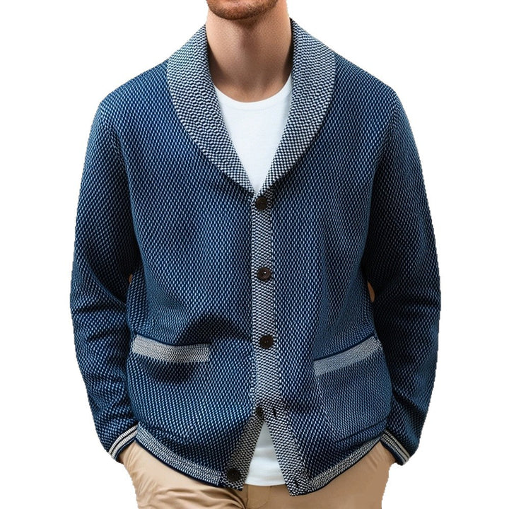 Herren Strickjacke mit eleganten Knopfdetails und breitem Schalkragen Echoarchiv