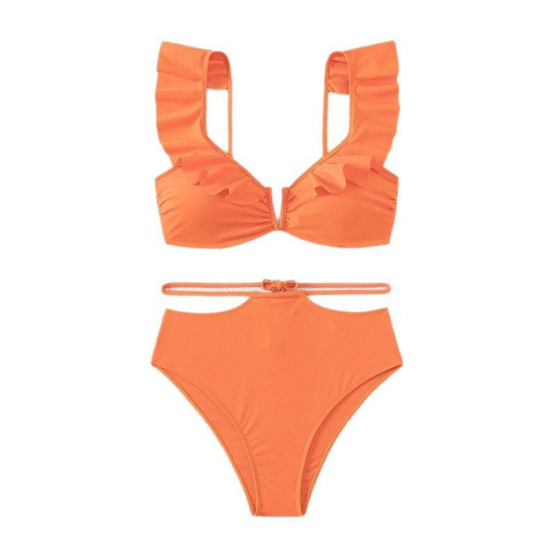 Damen Hoch taillierter Bikini mit voluminösen Rüschen Echo Archiv