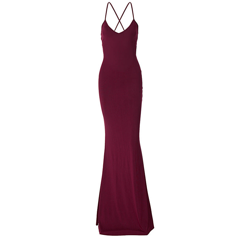 Damen Elegantes Satin-Maxikleid mit verführerischem V-Ausschnitt Echo Archiv