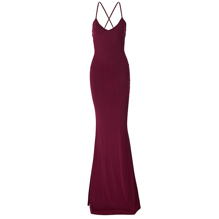 Damen Elegantes Satin-Maxikleid mit verführerischem V-Ausschnitt Echo Archiv