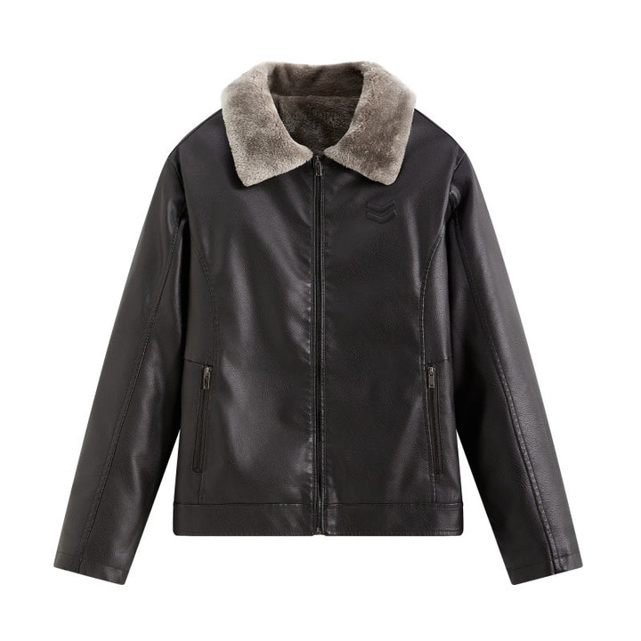 Herren Elegante Lederjacke mit Kunstfellkragen Echo Archiv
