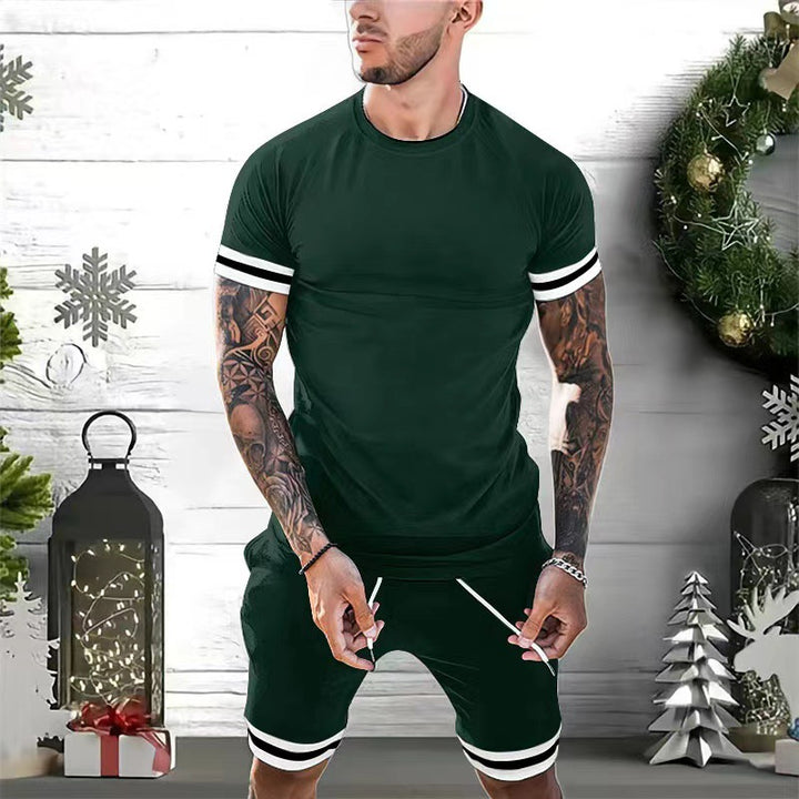 Herren Sportliche Komfort Fit Rundhals T-Shirt und Shorts Set Echoarchiv