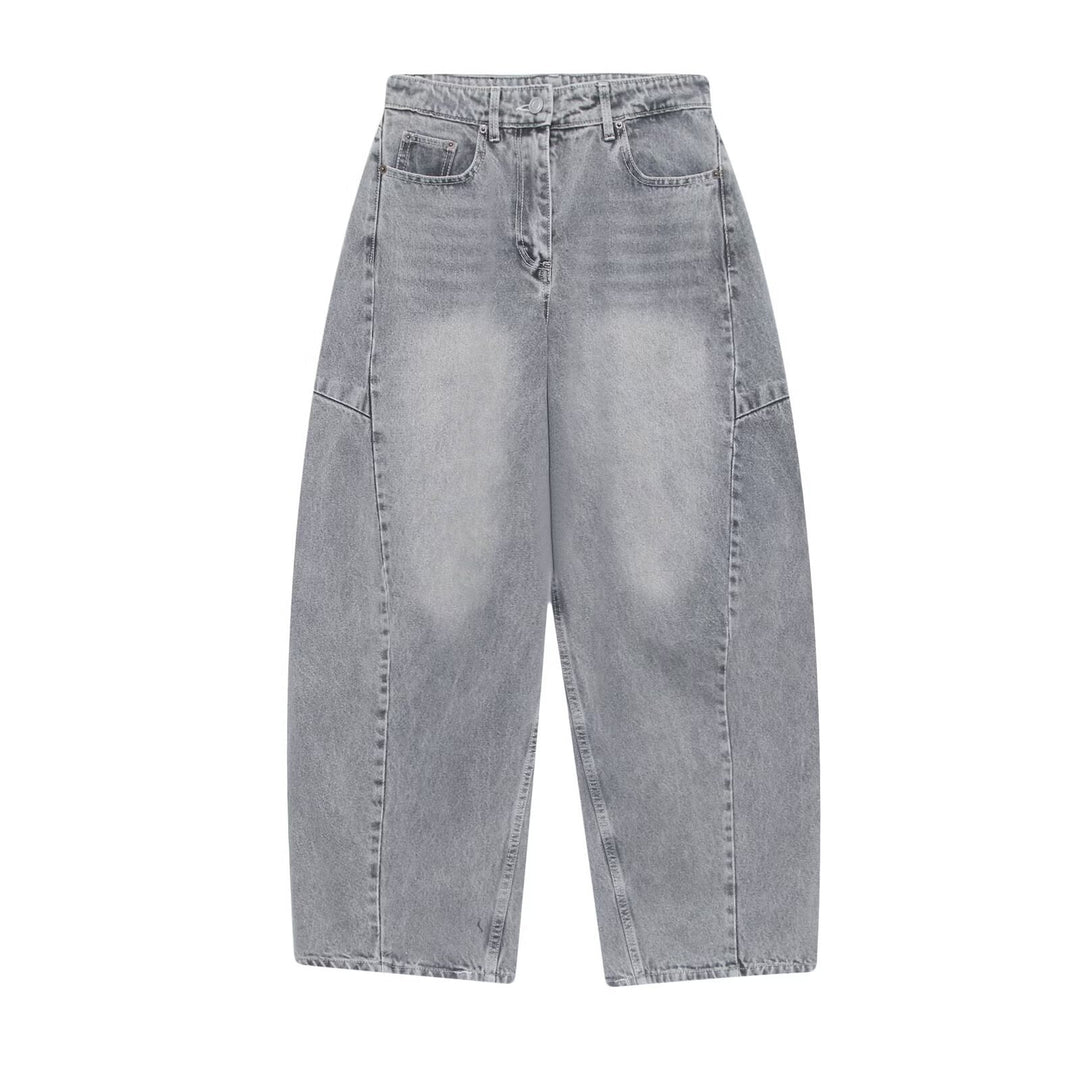 Damen High‑Waist Cropped Ballon-Jeans mit Einsatznähten und Five-Pocket-Design Echo Archiv