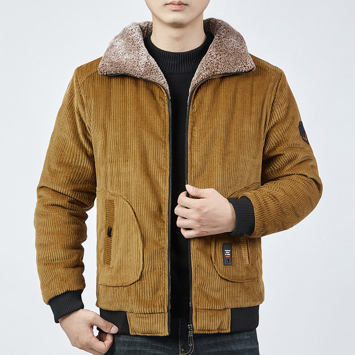 Herren Cord-Bomberblouson mit Sherpa-Kragen, Thermo-Futter und Utility-Taschen Echoarchiv