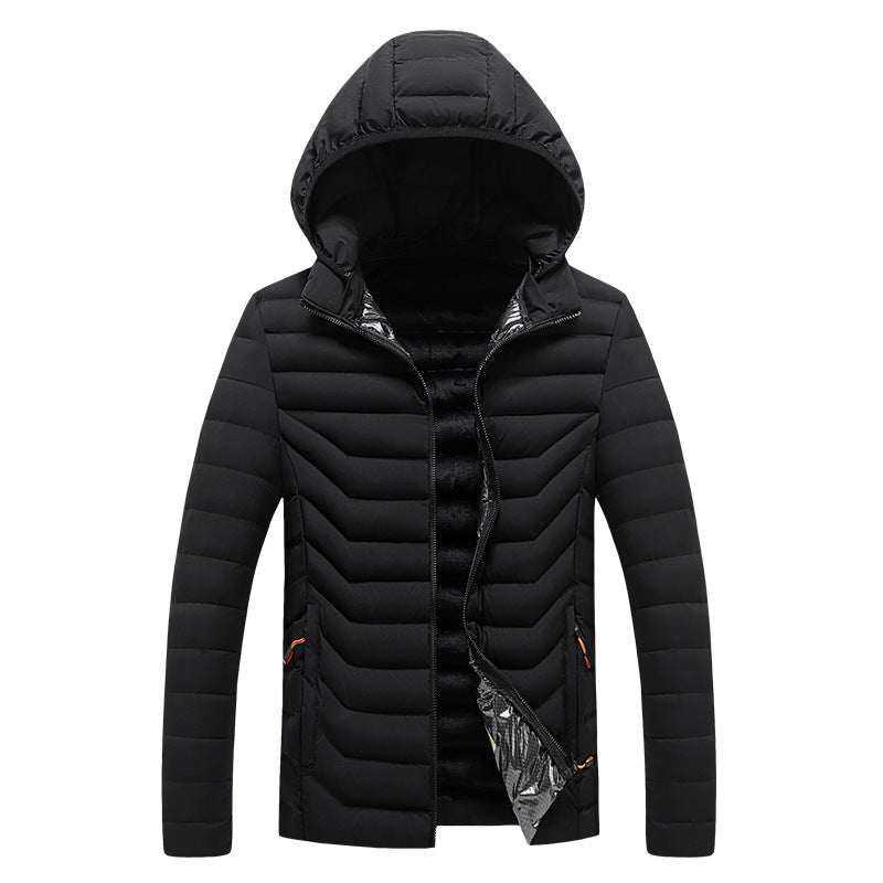 Herren Ultraleichte gesteppte Kapuzenjacke mit Chevron-Steppung, winddichter Außenlage und Thermofutter Echoarchiv