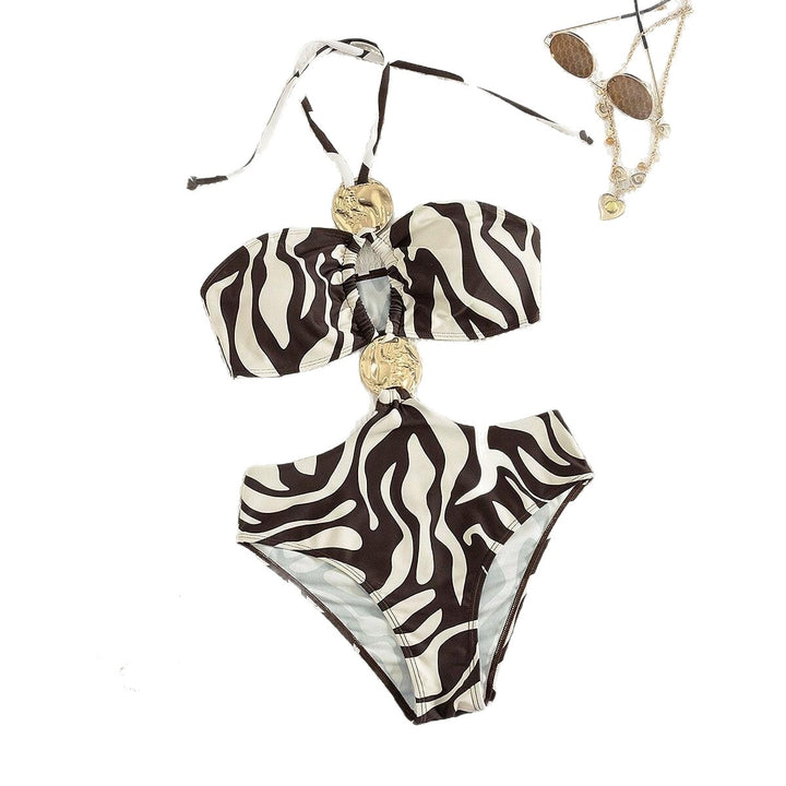 Damen Bandeau-Bikini mit modischen Cut-Outs und goldenen Akzenten Echo Archiv