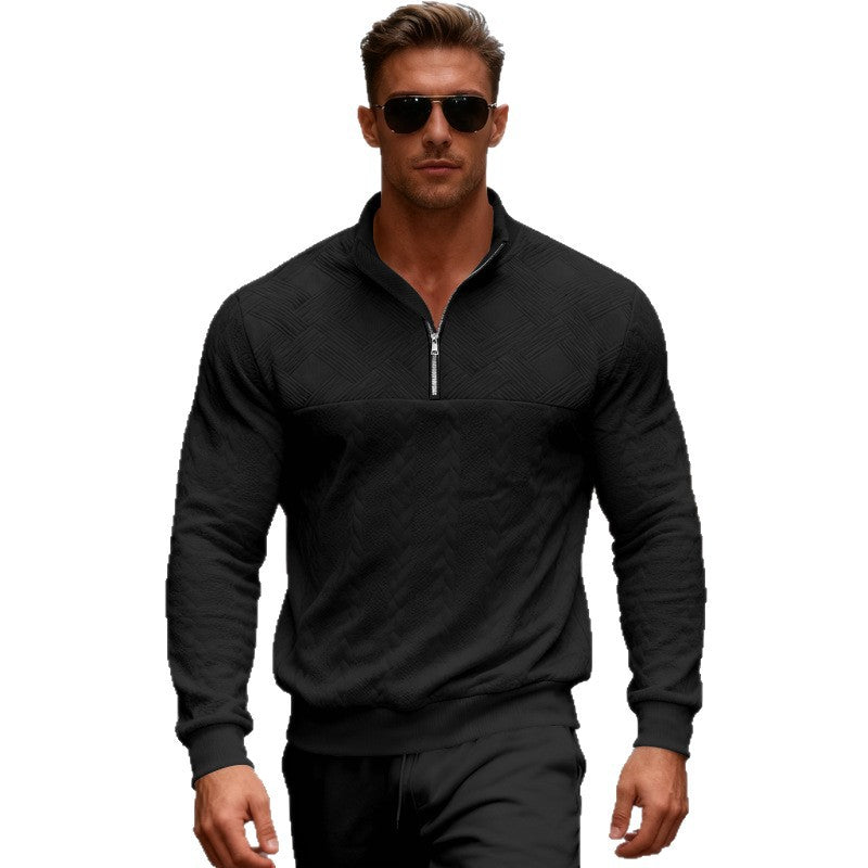Herren Casual Pullover mit Stehkragen und Reißverschluss Echoarchiv