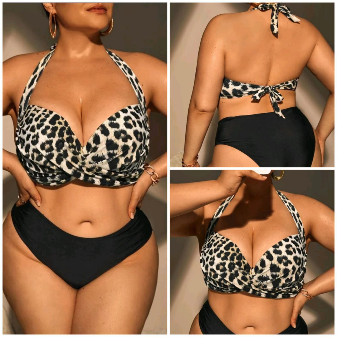 Damen Triangel-Bikini mit Wickeloptik und animalischem Muster Echo Archiv