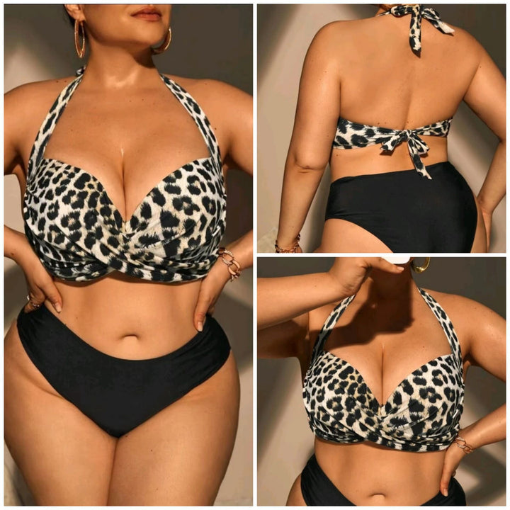 Damen Triangel-Bikini mit Wickeloptik und animalischem Muster Echo Archiv