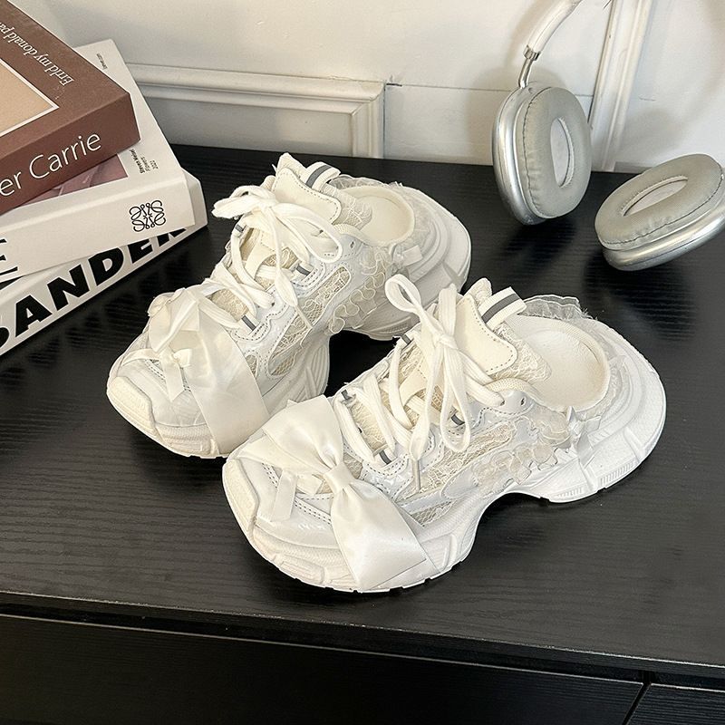 Damen Chunky-Sneaker-Mule mit Satin‑Schleife und Spitzenapplikation Echo Archiv