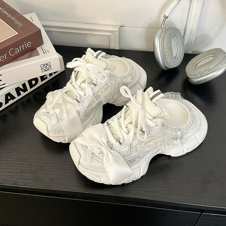 Damen Chunky-Sneaker-Mule mit Satin‑Schleife und Spitzenapplikation Echo Archiv