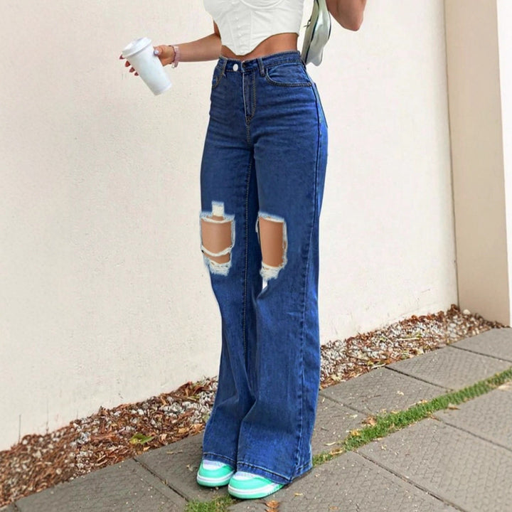Damen High-Waist Flared-Jeans im Retro-Bootcut mit kniehohen Cut-Outs und Five-Pocket-Design Echo Archiv