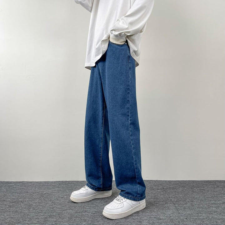 Herren Superweit geschnittene Straight‑Baggy‑Jeans aus schwerem schwarzem Denim mit elastischem Saum Echo Archiv