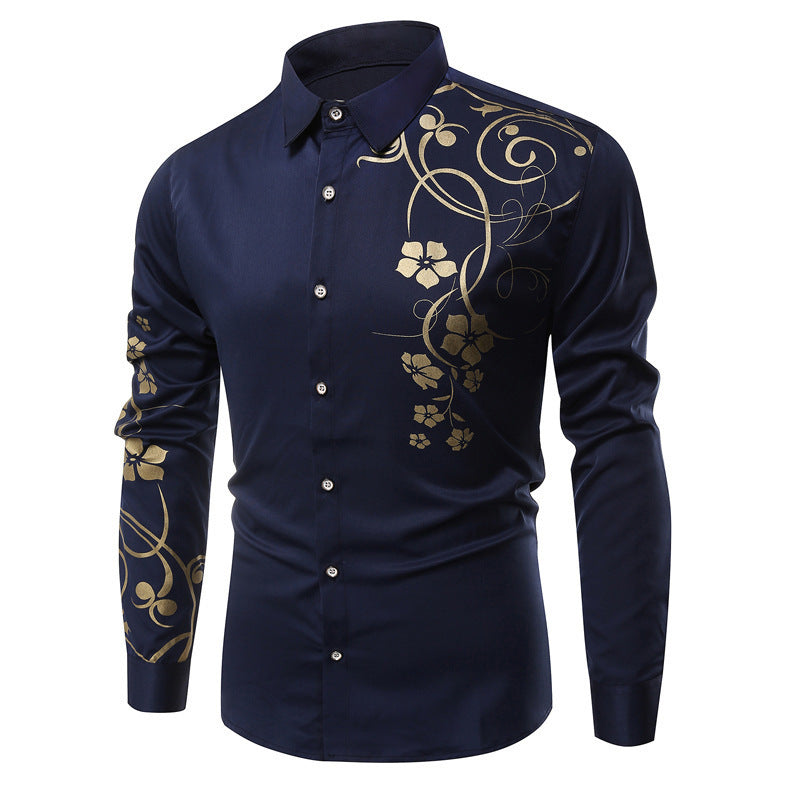 Herren Langarmhemd mit floralem Design und modernem Schnitt Echoarchiv