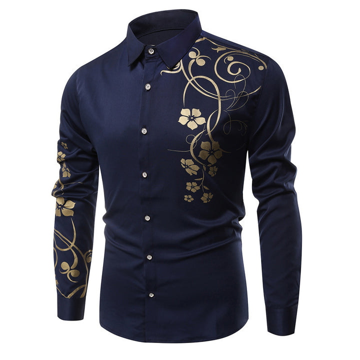 Herren Langarmhemd mit floralem Design und modernem Schnitt Echoarchiv
