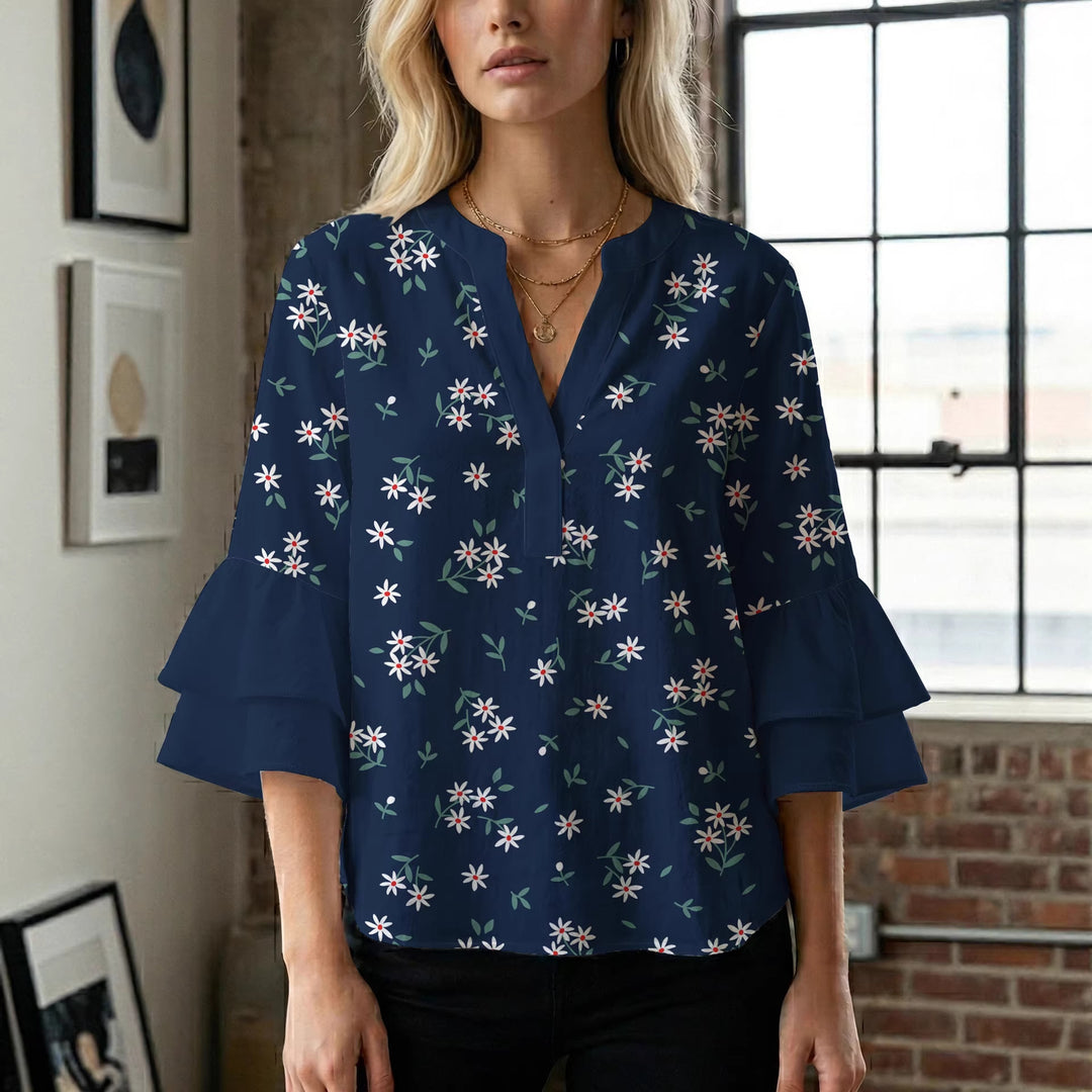 Damen Bluse mit voluminösen Ärmeln und floralem Design Echo Archiv