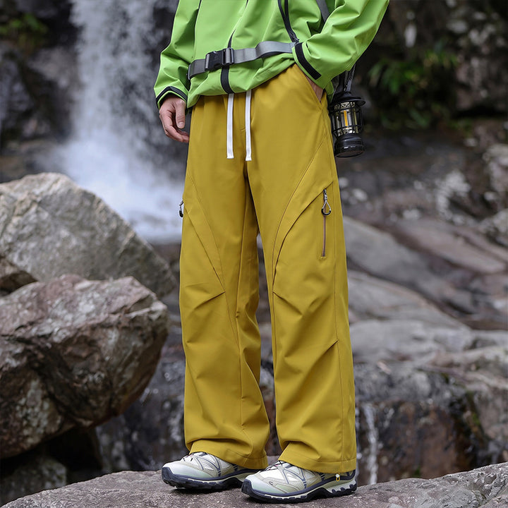 Unisex Wasserabweisende technische Cargo-Hose mit weitem Bein, Reißverschlusstaschen und Kordelzug Echo Archiv