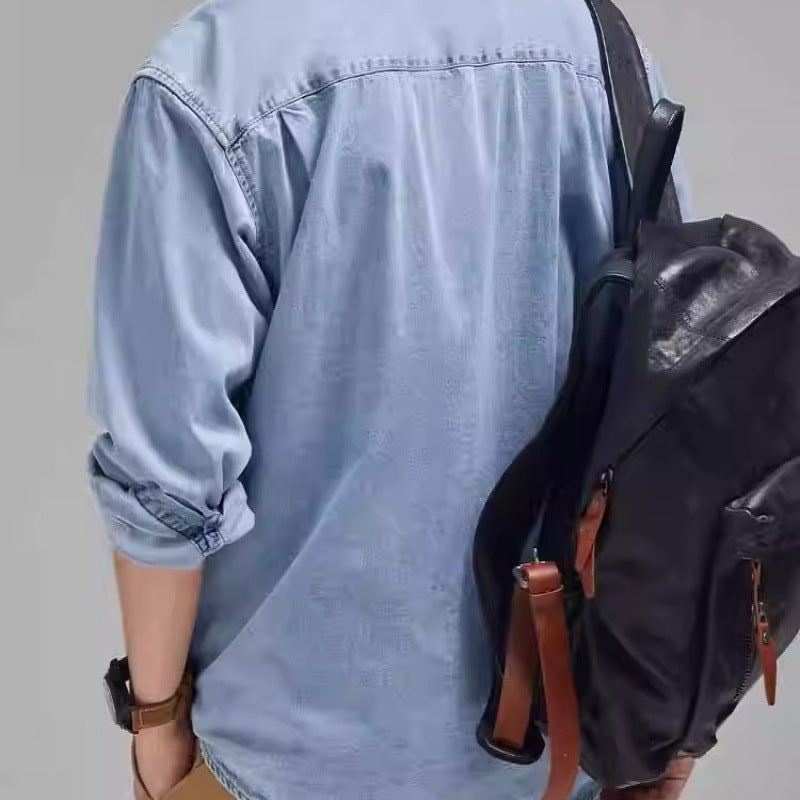Herren Denim-Hemdjacke mit praktischen Brusttaschen Echoarchiv