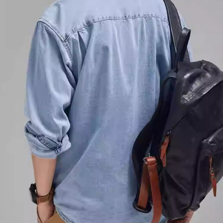Herren Denim-Hemdjacke mit praktischen Brusttaschen Echoarchiv