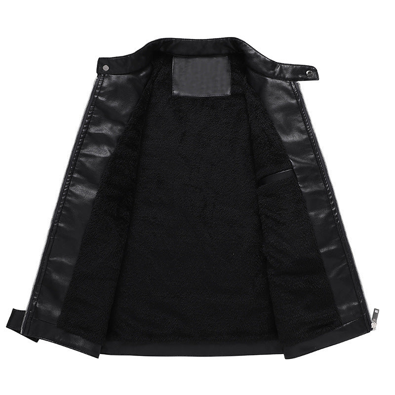 Herren Bikerjacke aus Kunstleder mit markanter Logo‑Applikation und tailliertem Schnitt – Valtoré