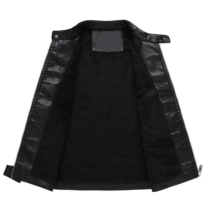 Herren Bikerjacke aus Kunstleder mit markanter Logo‑Applikation und tailliertem Schnitt – Valtoré