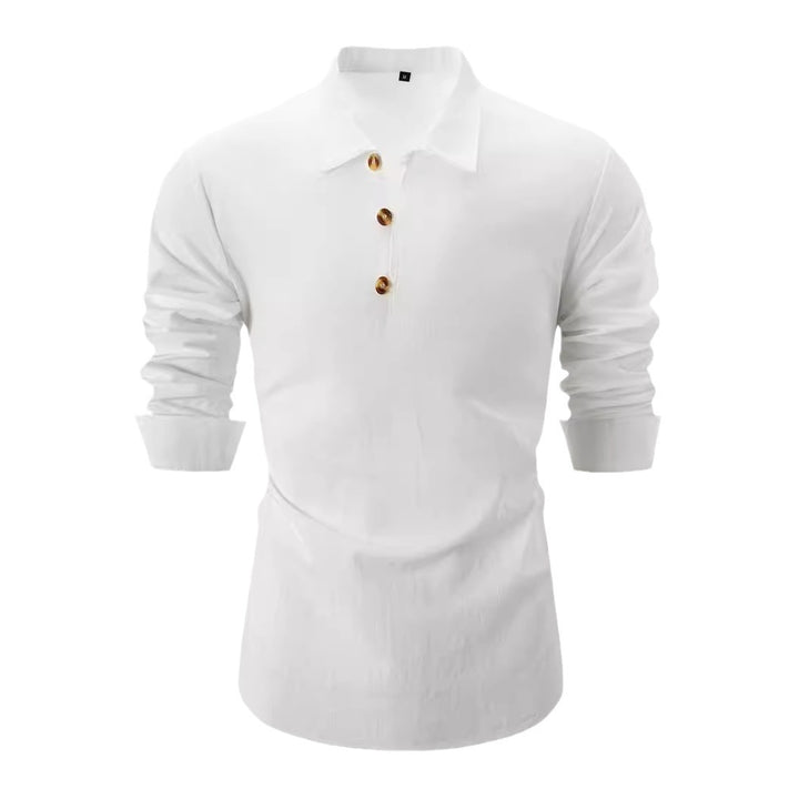 Herren Langarm-Polohemd mit Knopfdesign Echoarchiv