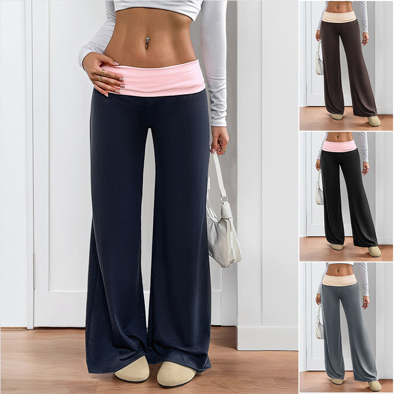 Damen Weite Palazzo‑Yogahose mit umschlagbarem Komfortbund Echoarchiv