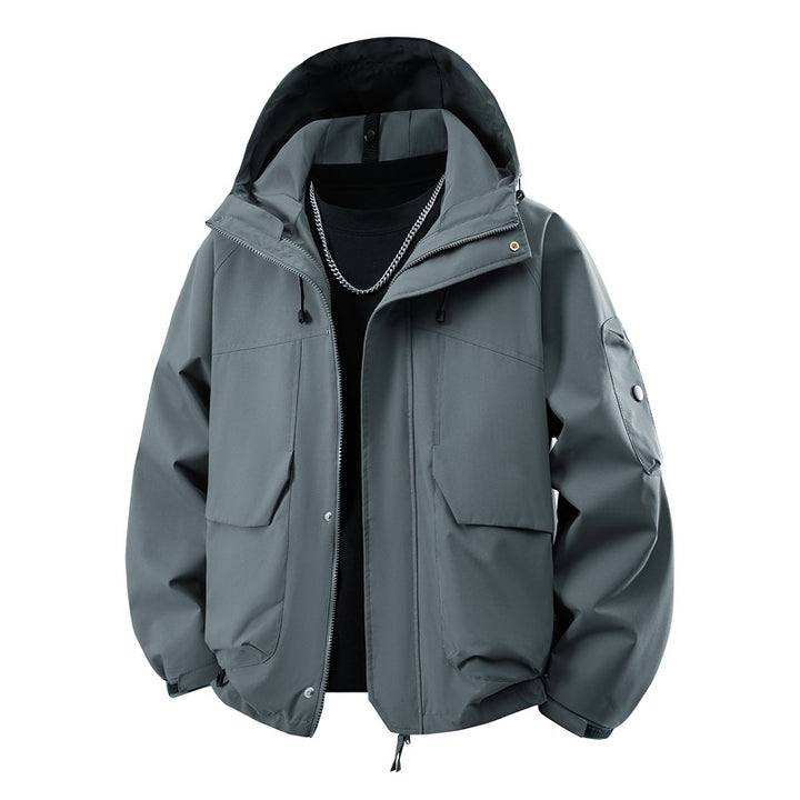 Herren wasserdichte Kapuzenjacke für den Außenbereich mit winddichter Membran, verstellbarem Saum und multifunktionalen Taschen – Cavarno