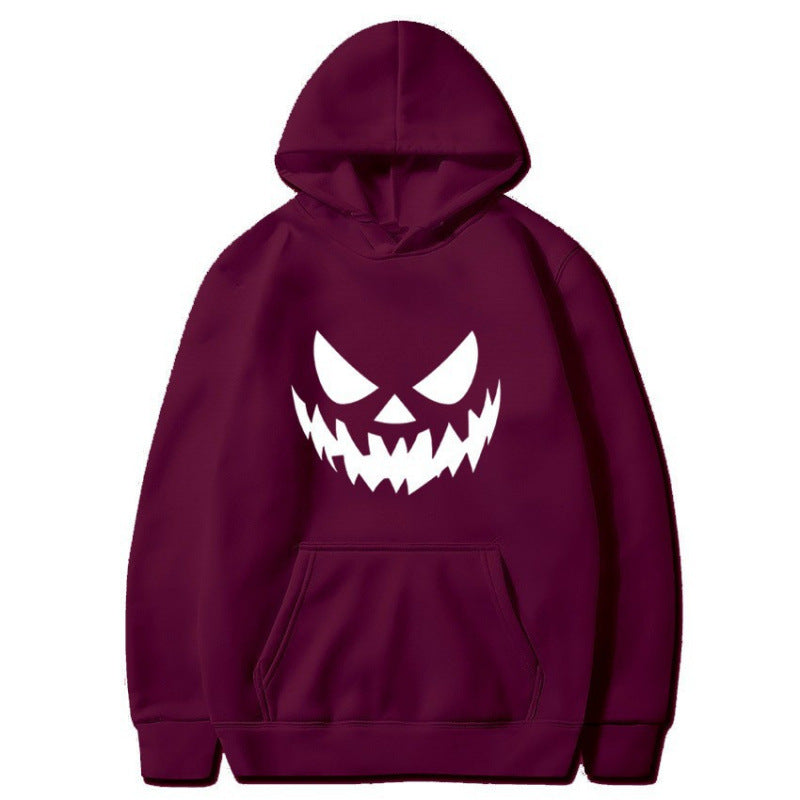 Unisex nan Kapuzenpullover mit gruseligem Kürbisgesicht-Print und Oversize Kängurutasche Echo Archiv