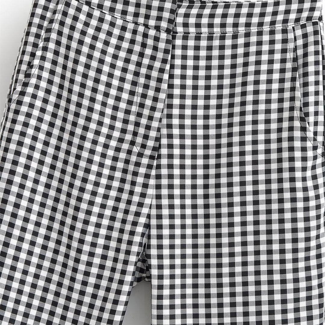 Damen karierten Hose mit lockerem Schnitt Echo Archiv