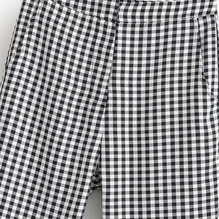 Damen karierten Hose mit lockerem Schnitt Echo Archiv