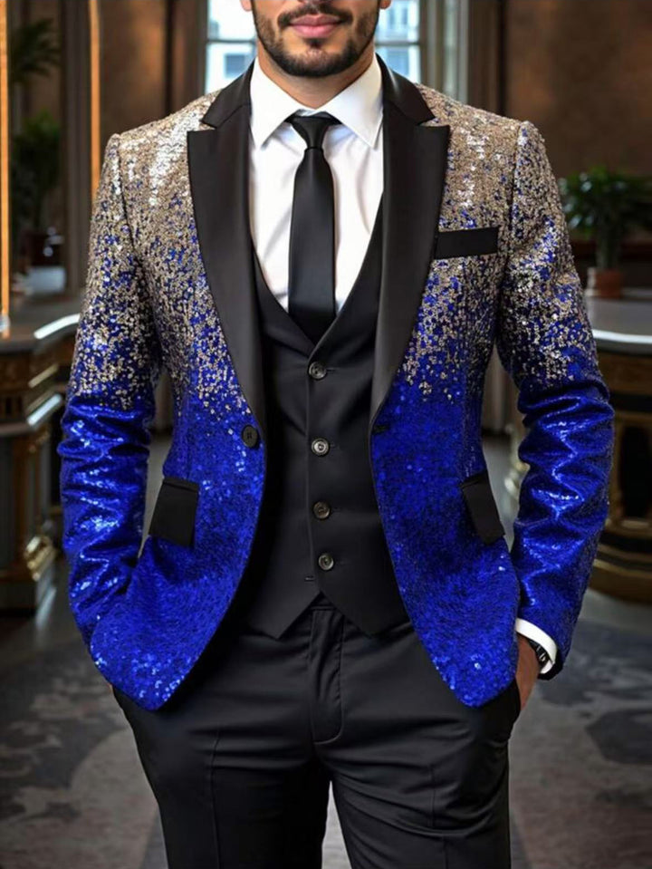Herren Pailletten‑Sakko mit Satin‑Schalkragen und tailliertem Schnitt Echo Archiv