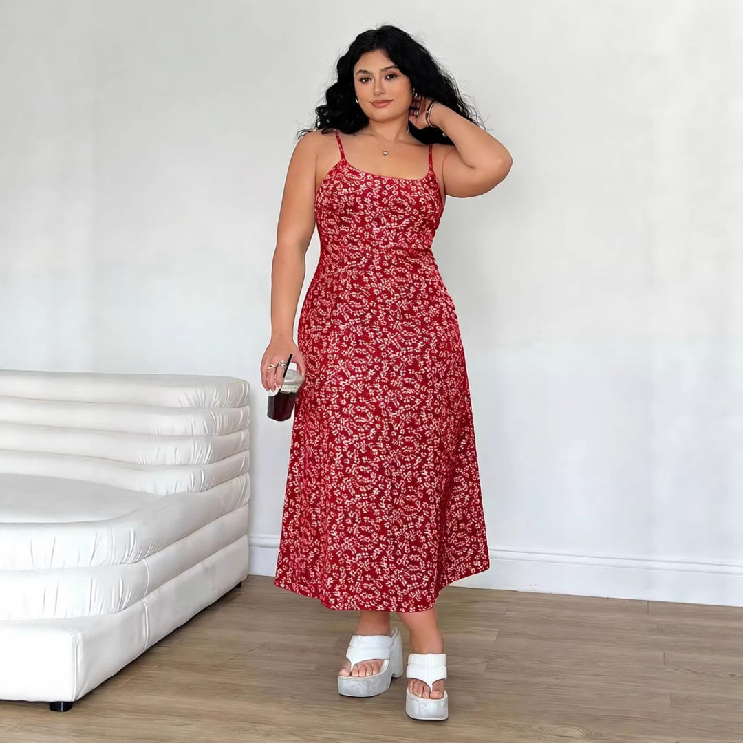 Damen Maxikleid mit feinem Blumenmuster und verstellbaren Spaghettiträgern Echo Archiv