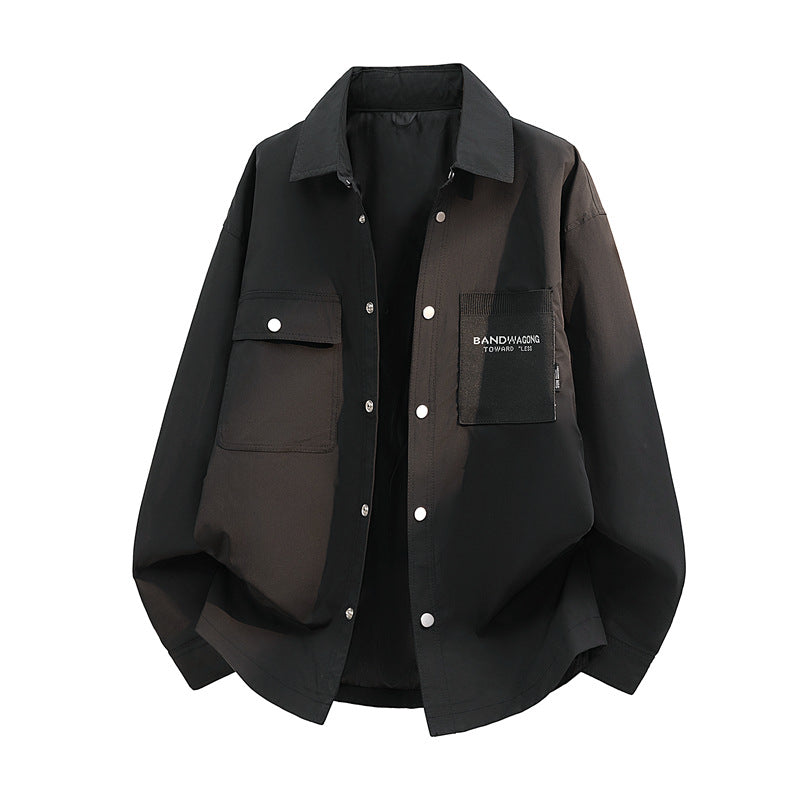 Herren Oversize-Utility-Hemdjacke mit Druckknopfleiste und großen aufgesetzten Taschen Echoarchiv