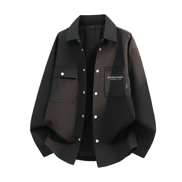 Herren Oversize-Utility-Hemdjacke mit Druckknopfleiste und großen aufgesetzten Taschen Echoarchiv