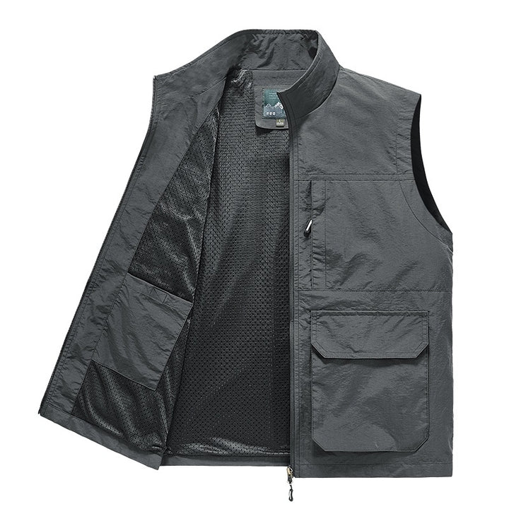 Herren Multifunktionale Utility‑Weste mit Mesh‑Futter, Reißverschluss & Mehrfachtaschen Echoarchiv