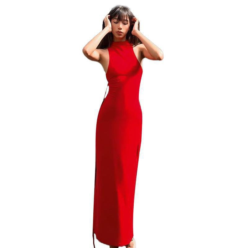 Damen Elegantes Maxikleid mit Cut-Out-Details und asymmetrischem Kragen Echo Archiv