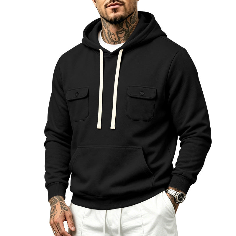 Herren Kapuzenpullover mit Doppel-Brusttaschen und Kängurutasche Echoarchiv