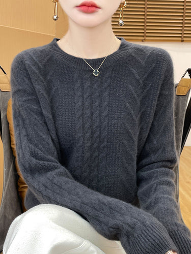 Damen Kurzpullover mit Zopfmuster, Rundhals und kaschmirähnlicher Weichheit Echoarchiv