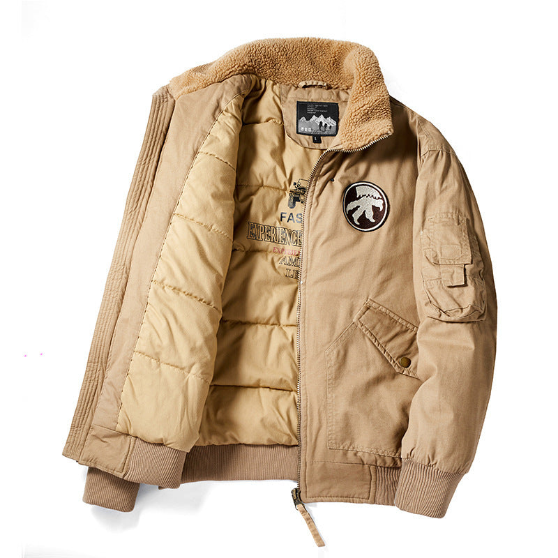 Herren Vintage-Canvas Pilotenjacke mit Teddykragen und wattierter Steppinnenlage Echo Archiv