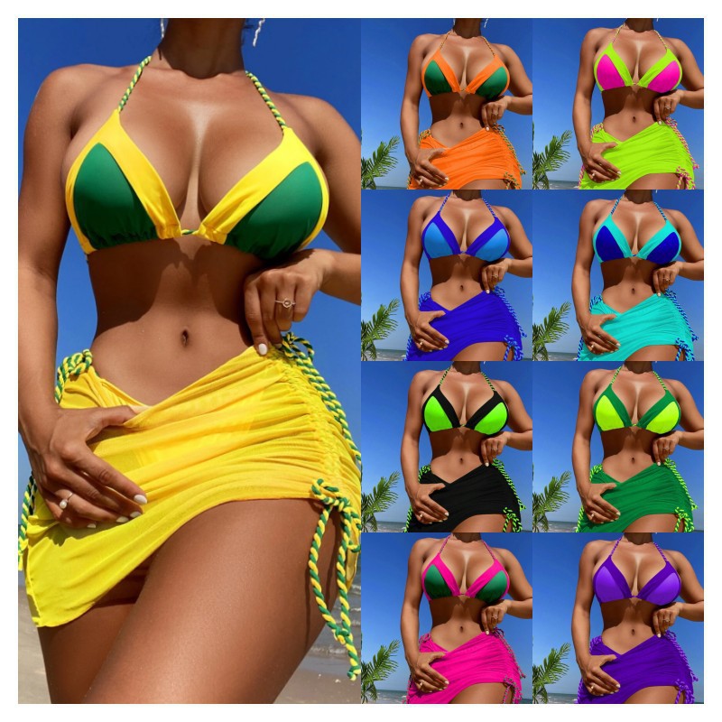 Damen Triangel-Bikini mit schickem Rock und verstellbaren Bändern Echo Archiv