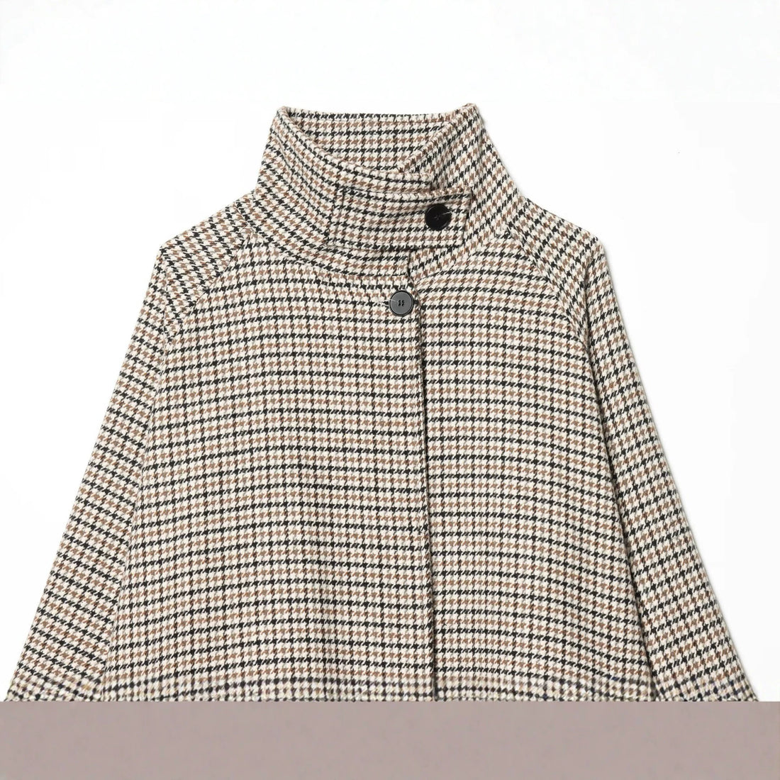 Damen Kurzjacke im Hahnentritt‑Muster mit hohem Stehkragen und Oversize‑Raglanärmeln Echo Archiv