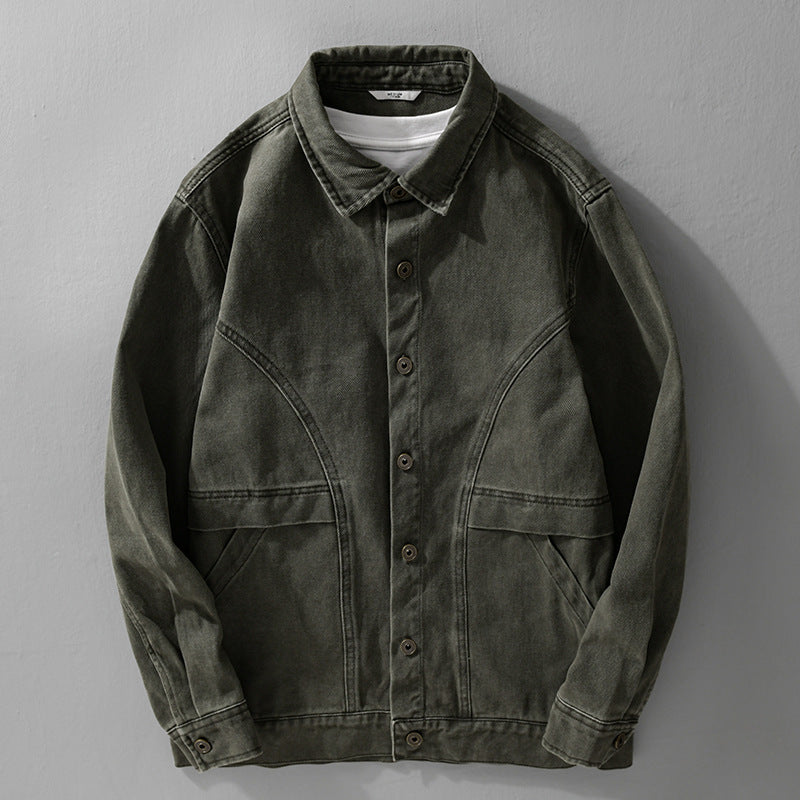 Herren robuste Canvas-Workerjacke mit Fronttaschen und markanten Ziernähten Echoarchiv