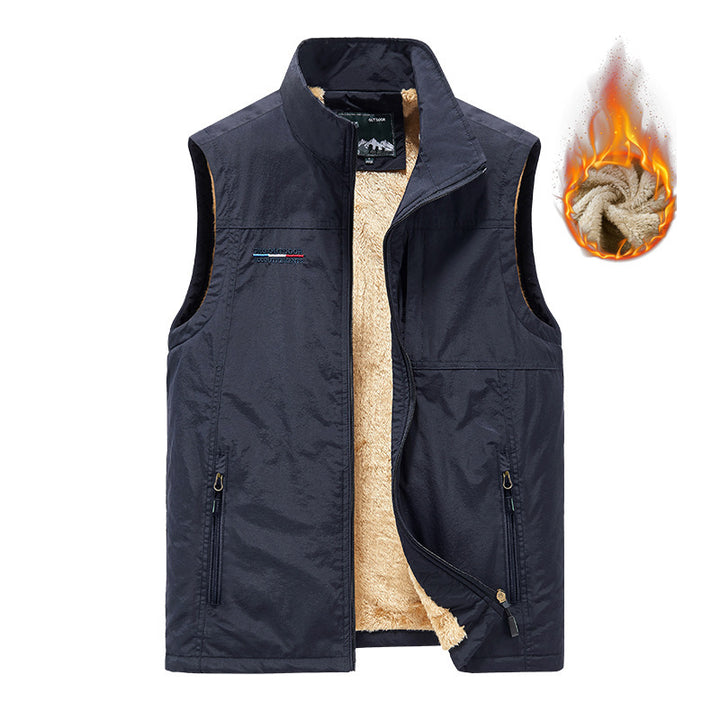 Herren Windabweisende Canvas‑Weste mit Teddyfleece‑Innenfutter und Stehkragen Echo Archiv
