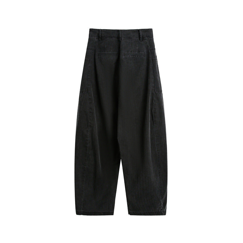 Damen Weite High‑Waist Cargo-Hose mit tiefem Schritt und aufgesetzten Seitentaschen Echoarchiv
