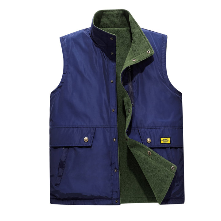 Herren Gefütterte Utility-Weste mit Fleece-Innenlage, Druckknopf‑ und Reißverschluss Echoarchiv