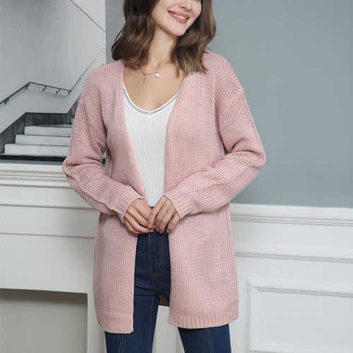 Damen Longline Strickcardigan ohne Verschluss mit offener Front und feiner Rippkante Echo Archiv